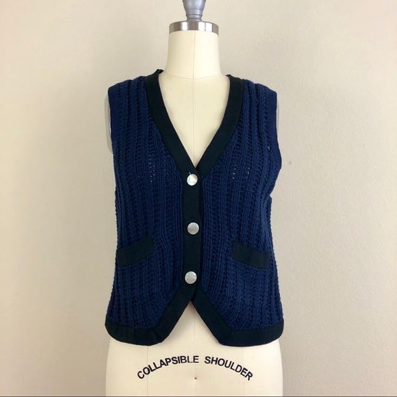 3.1 Phillip Lim Jackets & Blazers - Phillip Lim Navy Open Knit Sweater Vest
